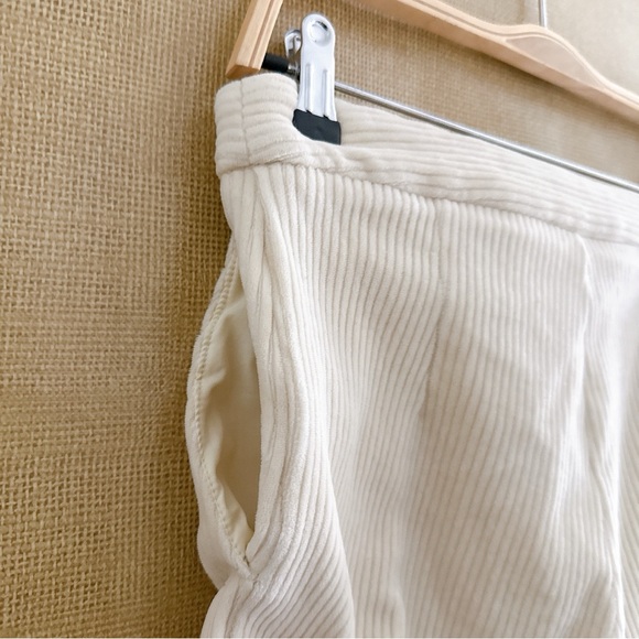 Lucy Paris Pants Corduroy Cropped High Waist Bruna Trousers Cream White Medium - Picture 5 of 12